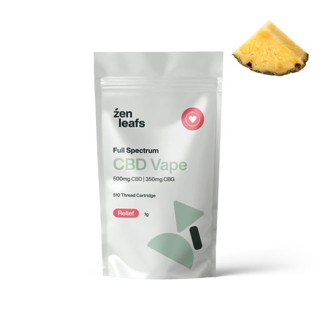 Full Spectrum CBD & CBG Vape for Relief 850mg (510 Thread Cartridge) Pineapple Terpene
