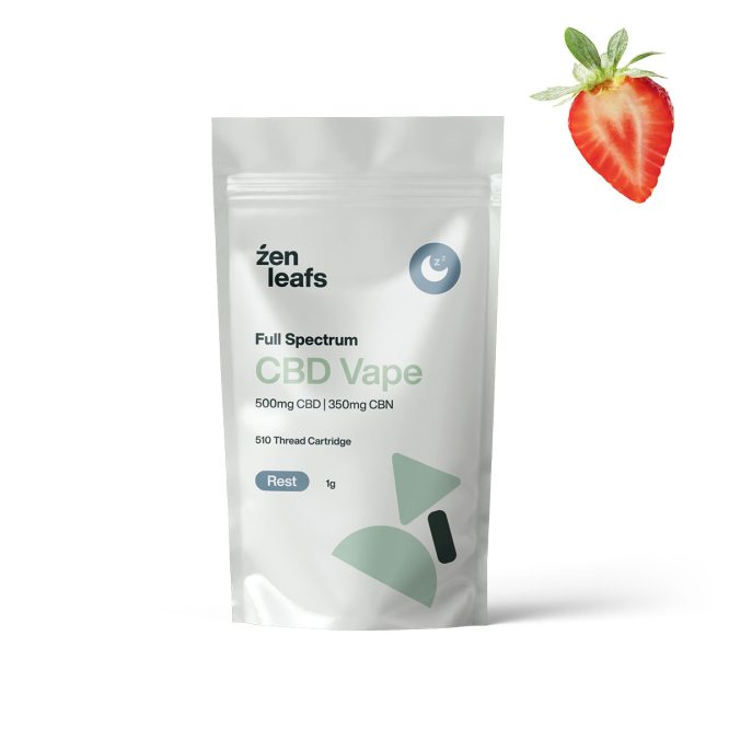 Full Spectrum CBD & CBN Vape for Rest 850mg (510 Thread Cartridge) Strawberry Terpene
