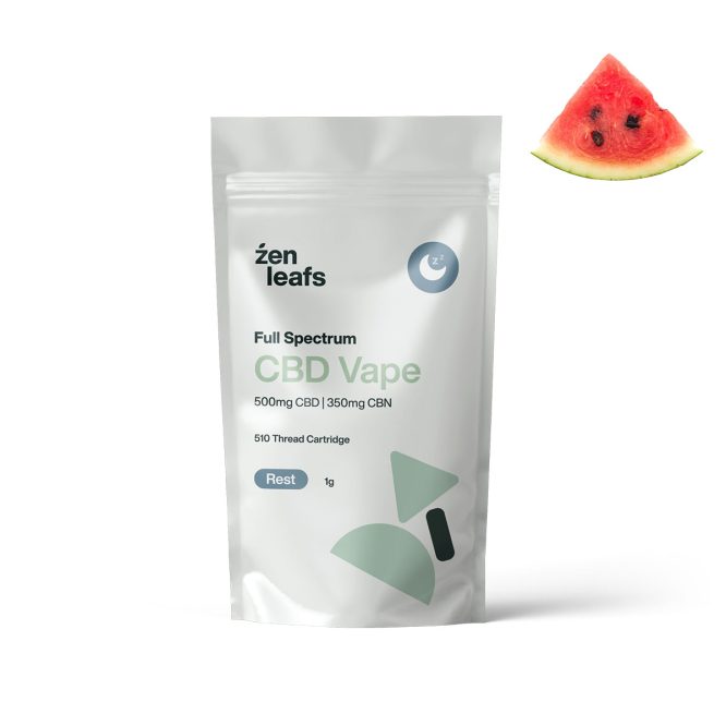 Full Spectrum CBD & CBN Vape for Rest 850mg (510 Thread Cartridge) Watermelon Terpene